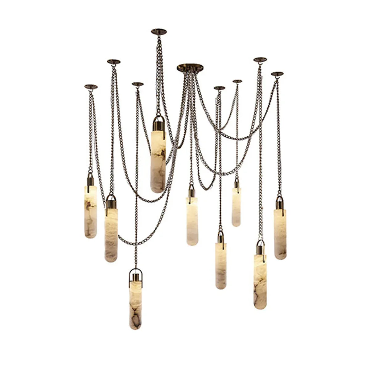 Cylindrical Alabaster Draped Chain Chandelier