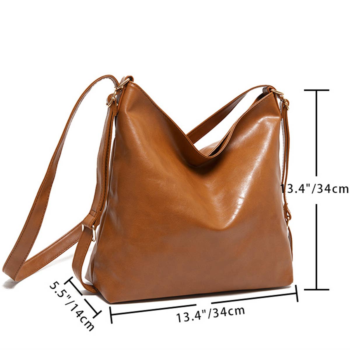 RETRO PU HANDBAG LEATHER BACKPACK FOR WOMEN_CWAB0563: BROWN / (OS) 1