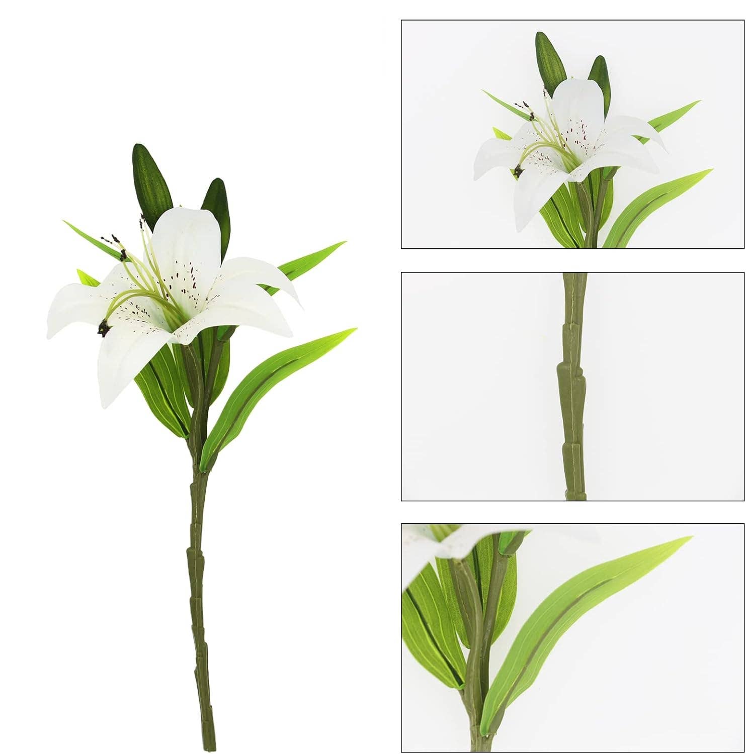 15" Real Touch Artificial Lily Stem – | PVC Material: White