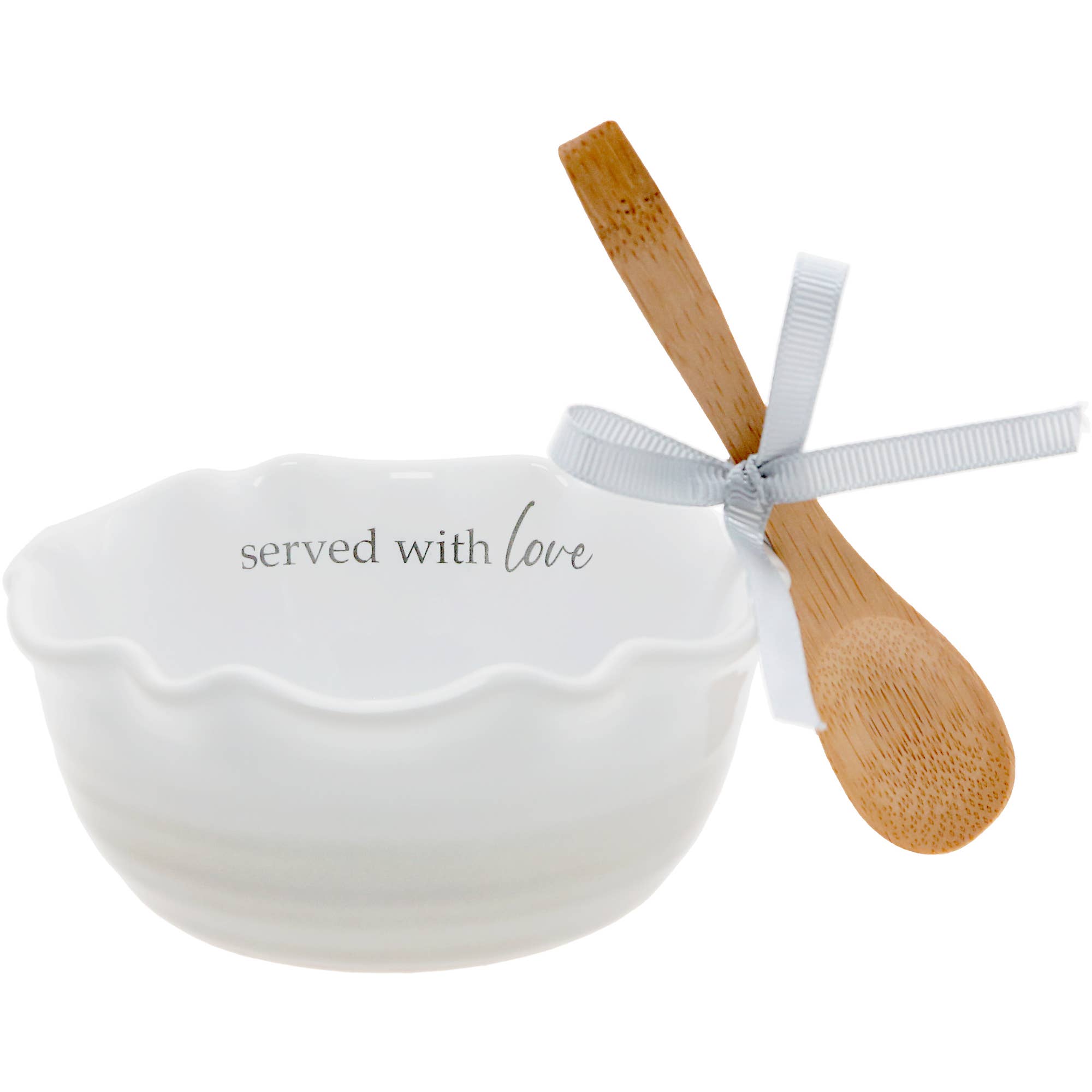 Love - 4.5" Ceramic Bowl with Bamboo Spoon