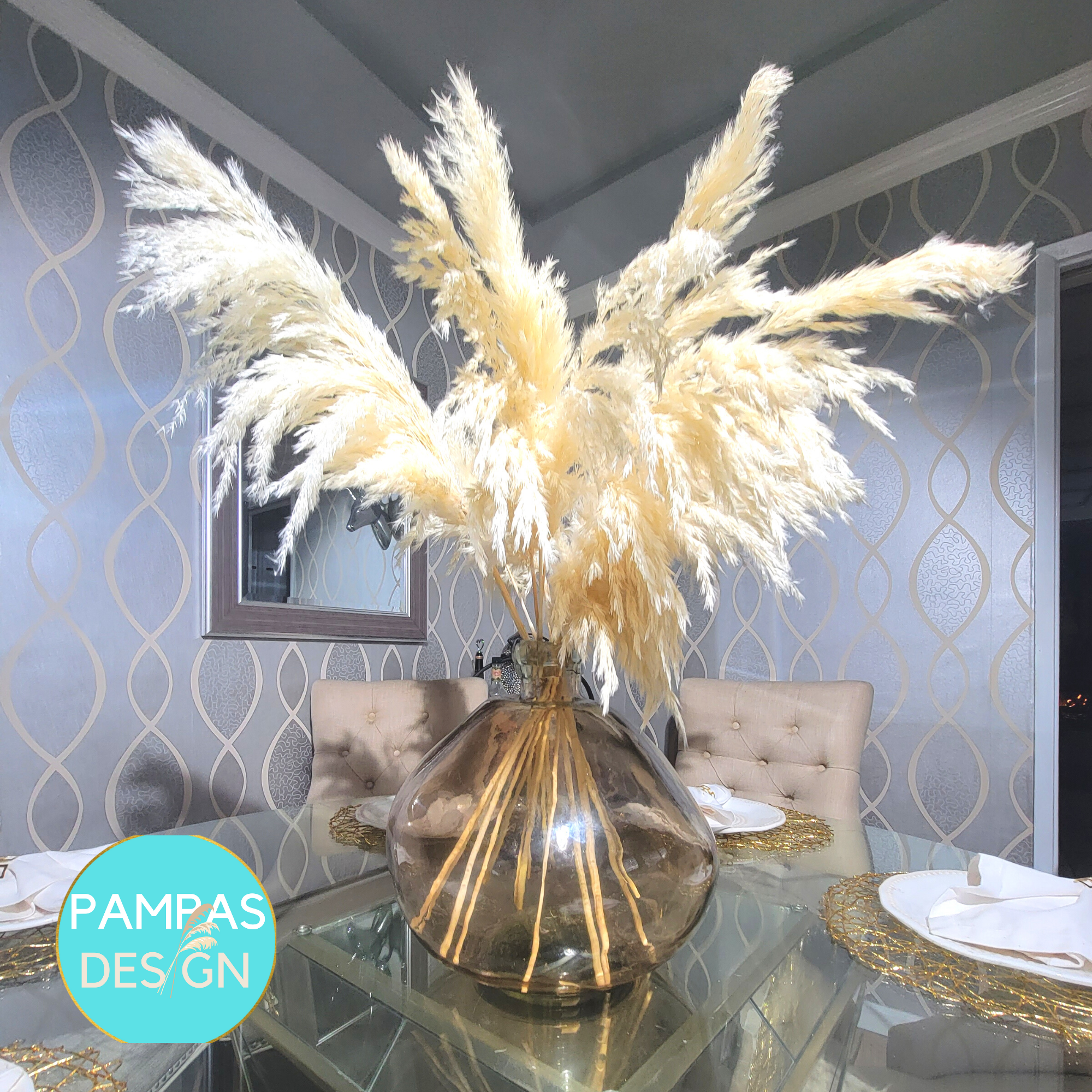 White Pampas Grass Large Fluffy 10 Stems 2ft to 2.5ft: Grey