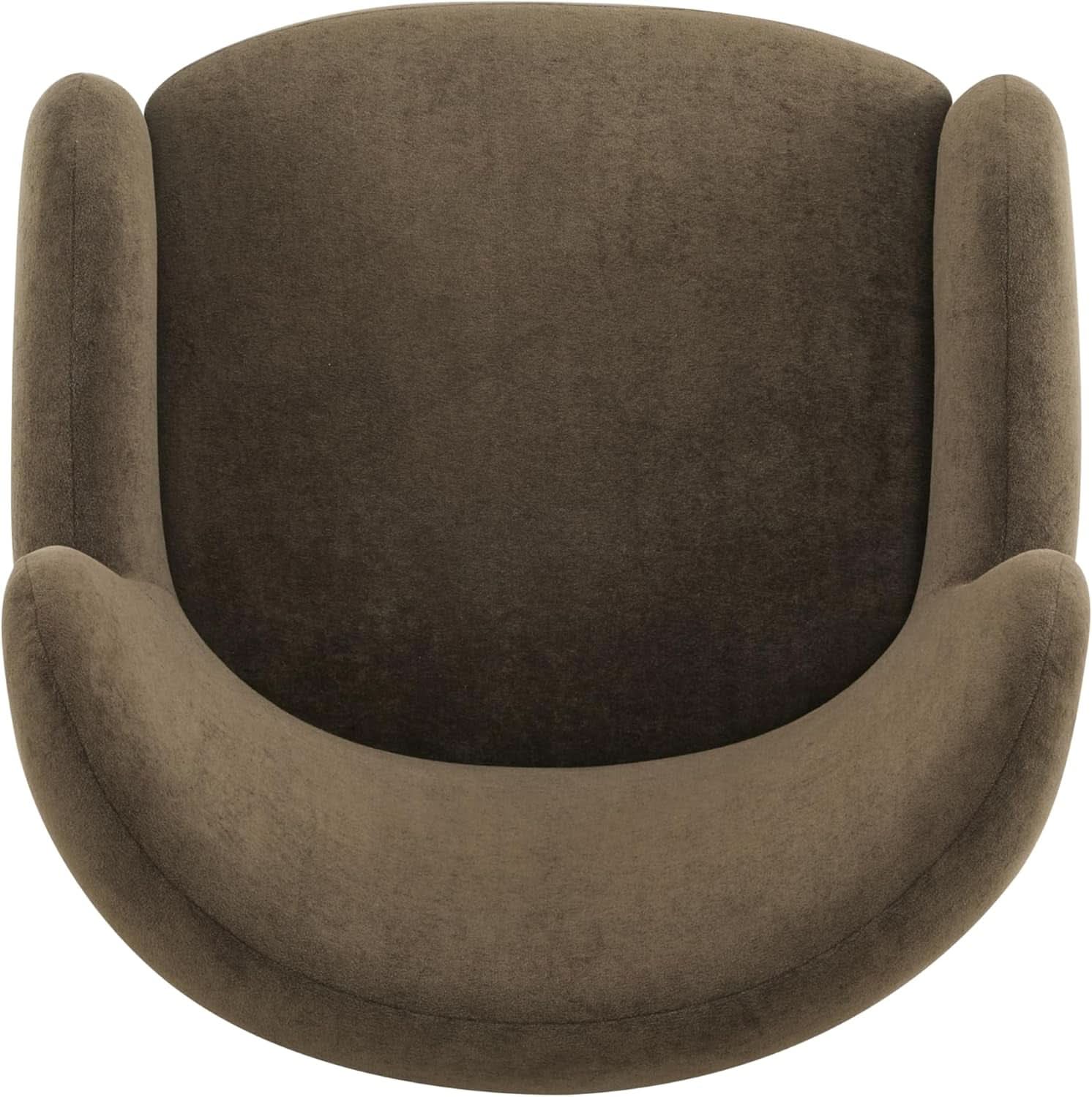 Brown Velvet Wingback Chair With Contoured Backrest