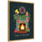 Sylvie Framed Canvas Christmas Fireplace by Shannon Snow