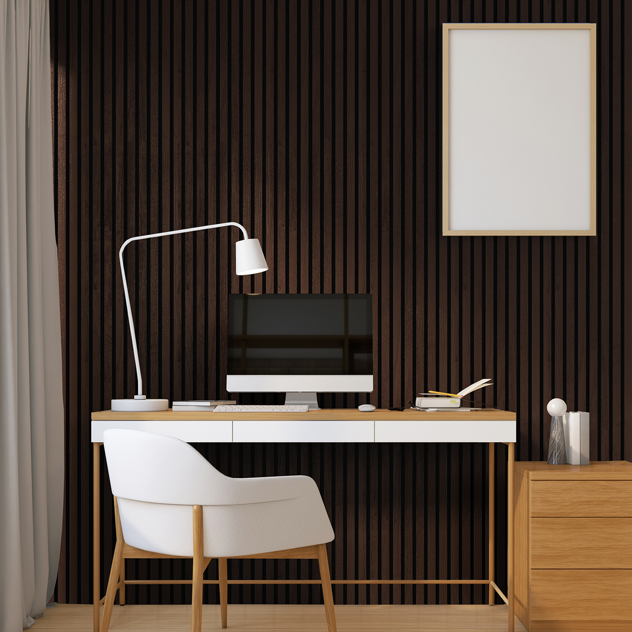 Acoustic Slat Panels: Natural Walnut / [2pcs] 94.5" x 12.6"