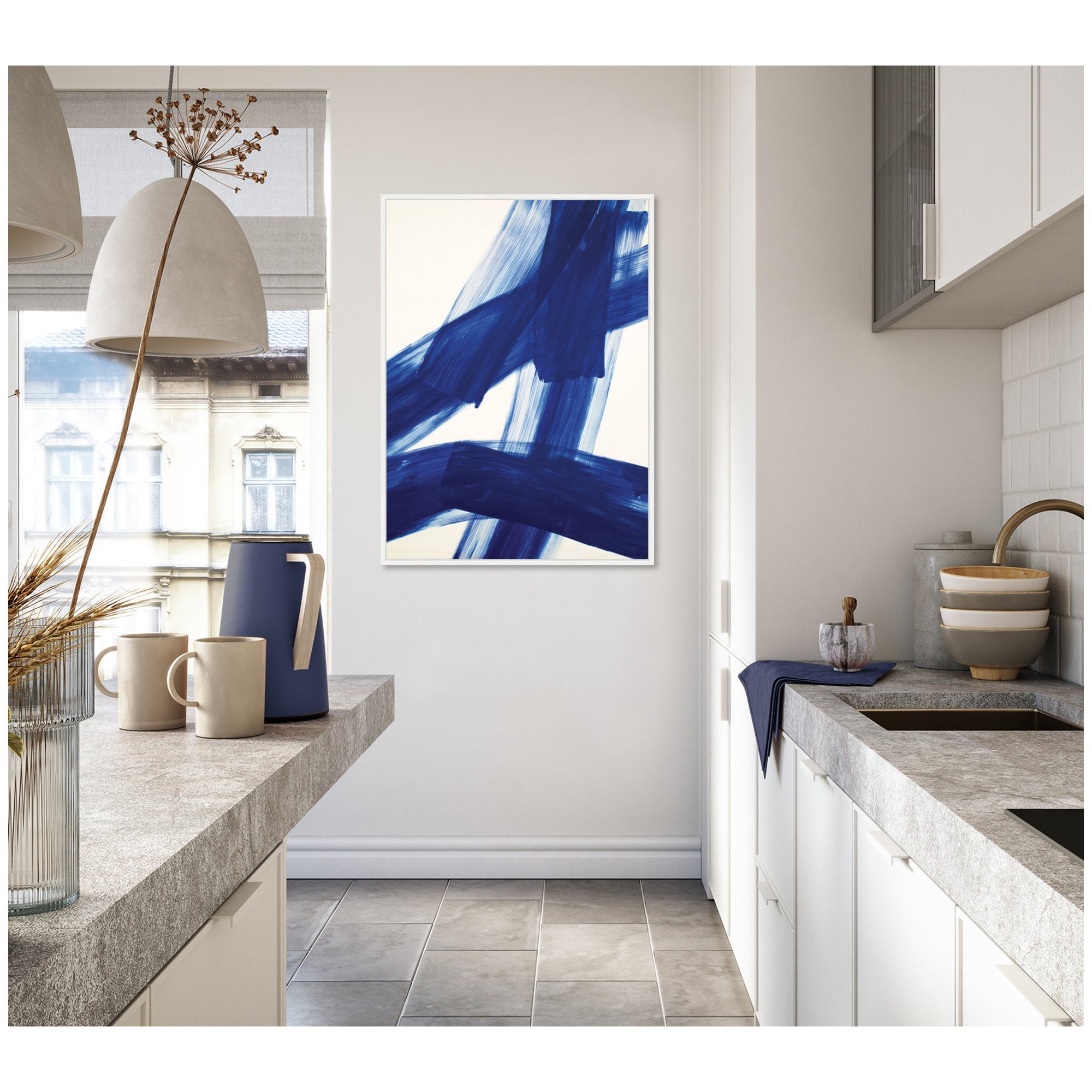 Cobalt Mark No. 3 by Amy Lighthall Framed Canvas Wall Art Print