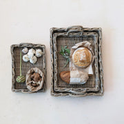 Decorative Woven Rattan Tray w/ Handle-SM