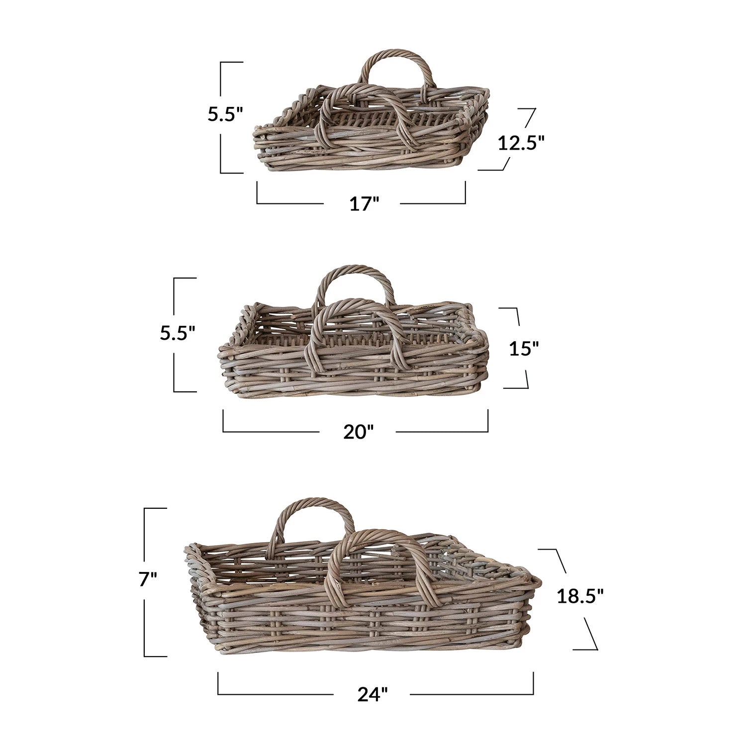 Decorative Woven Rattan Tray w/ Handle-SM