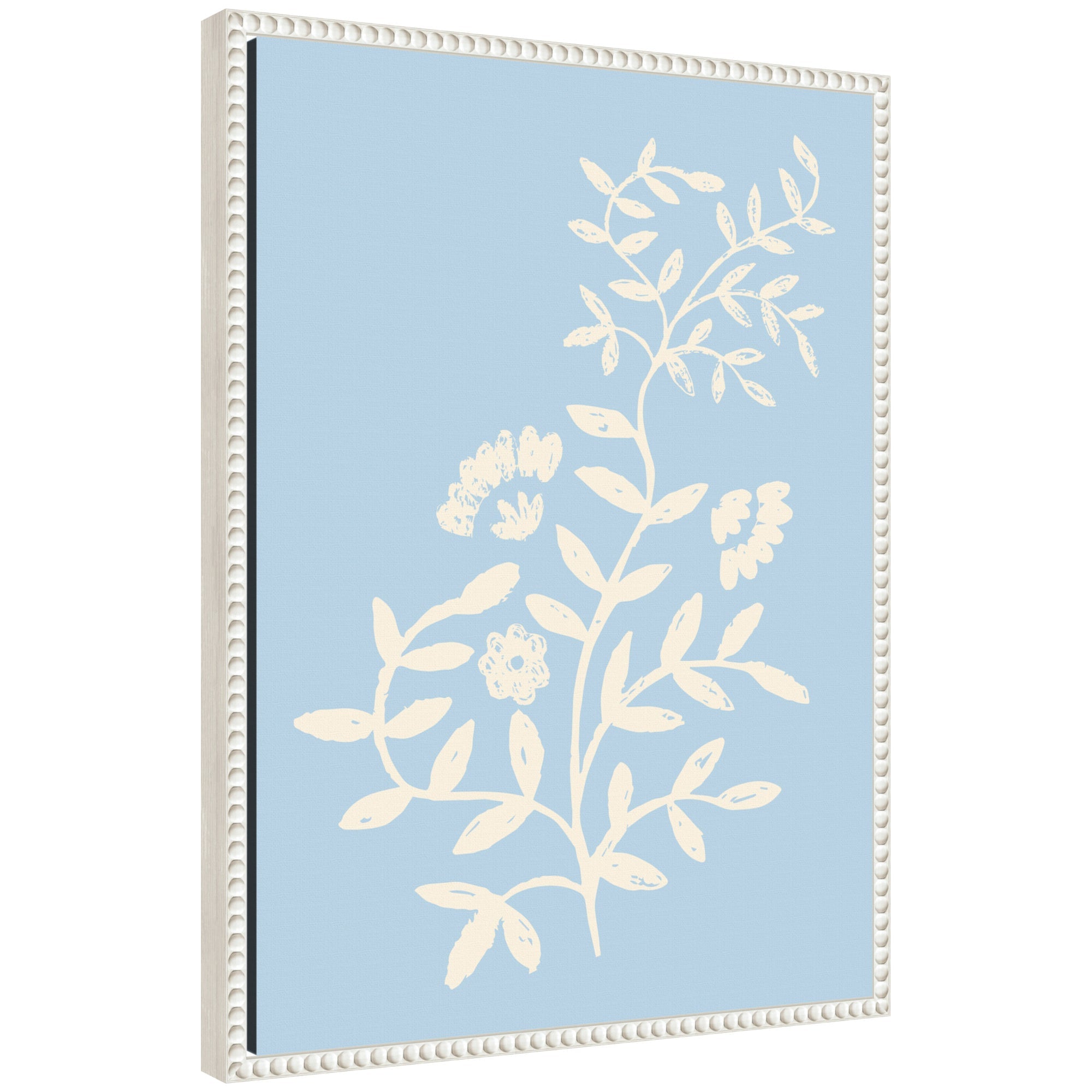 Country Chintz Botanical Pale Blue by Vicky Yorke Framed Canvas Wall Art Print