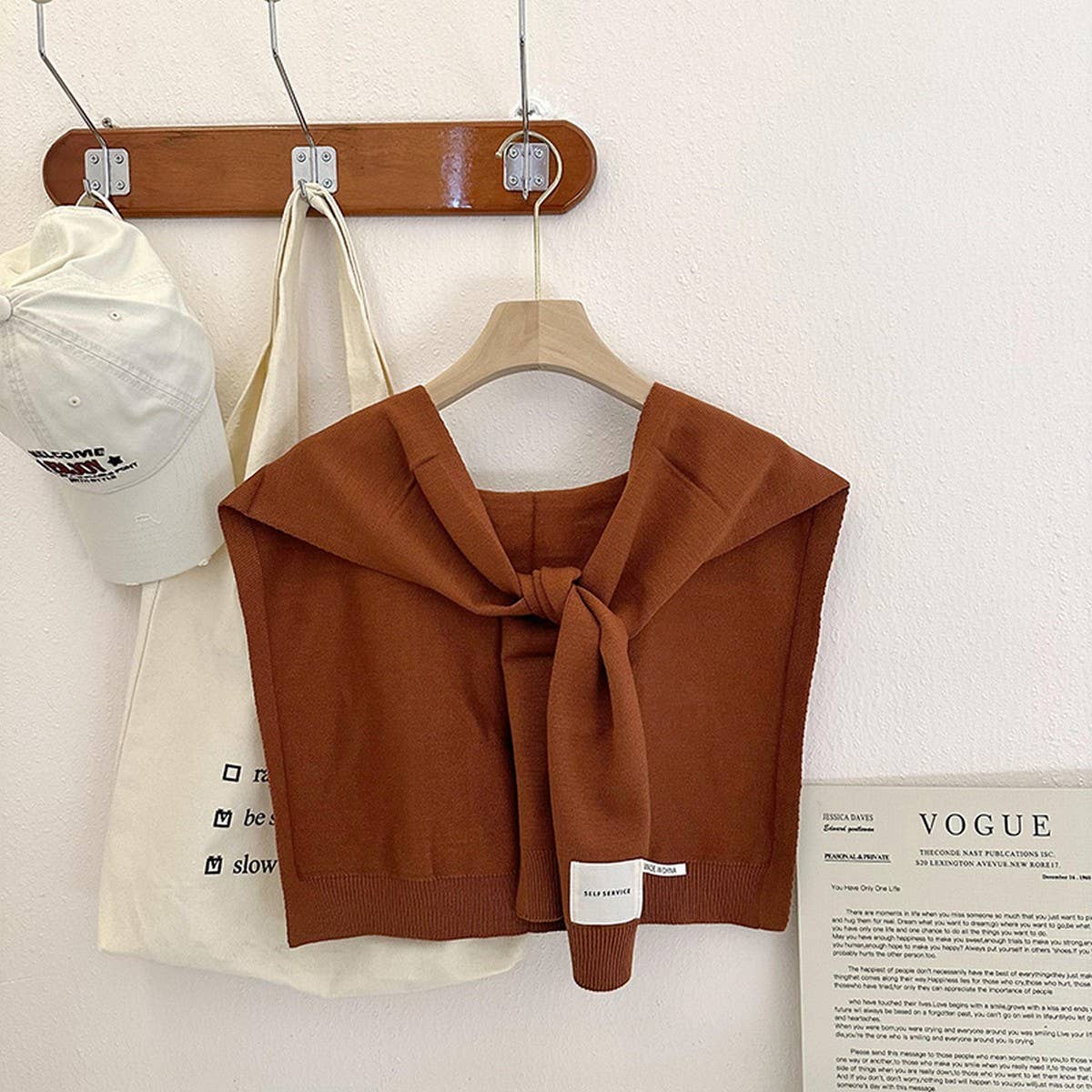 Solid Color Knitted Knotted Shawl–Casual & Cozy _CWASC0757: CAMEL / (OS) 2