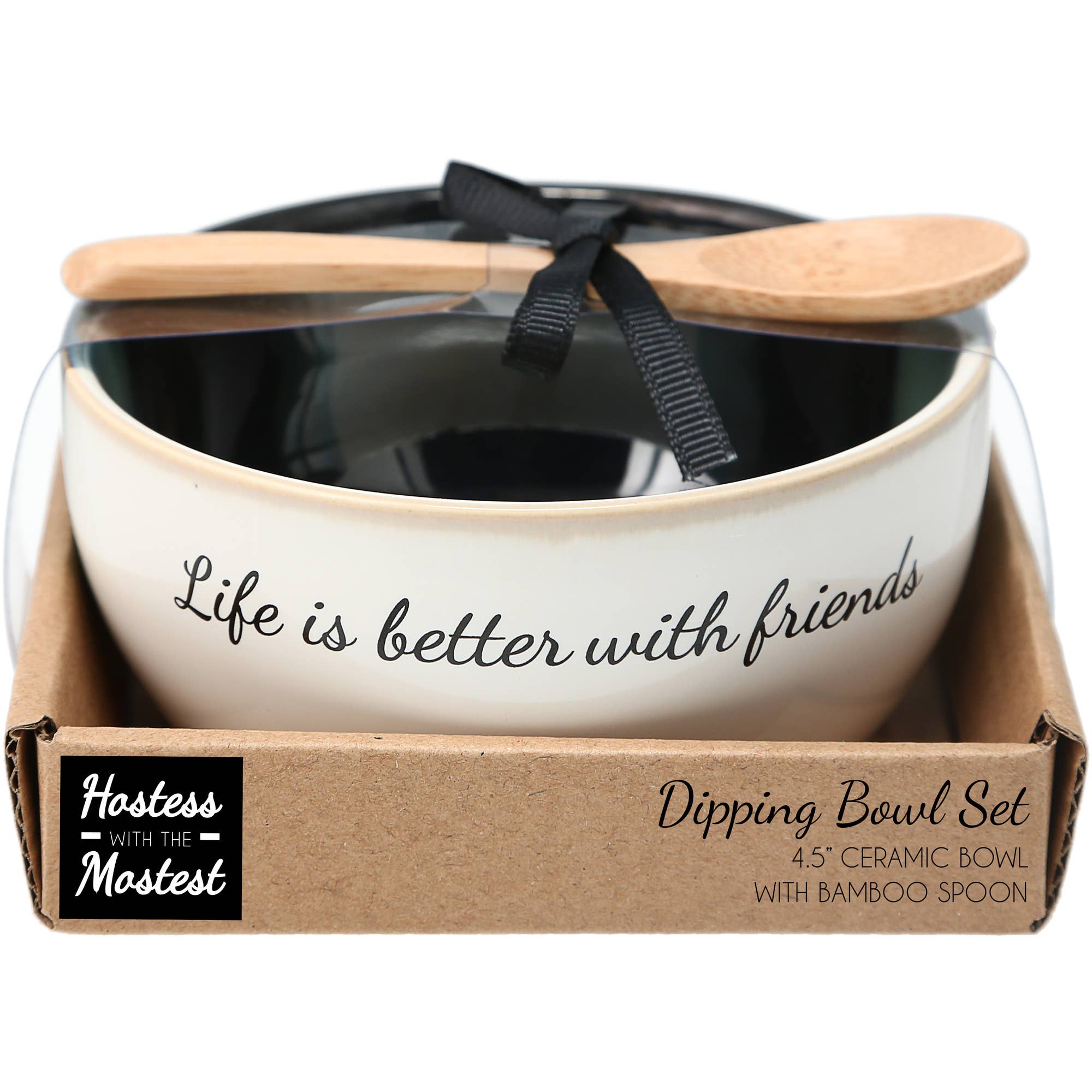 Friends - 4.5" Ceramic Bowl with Bamboo Spoon
