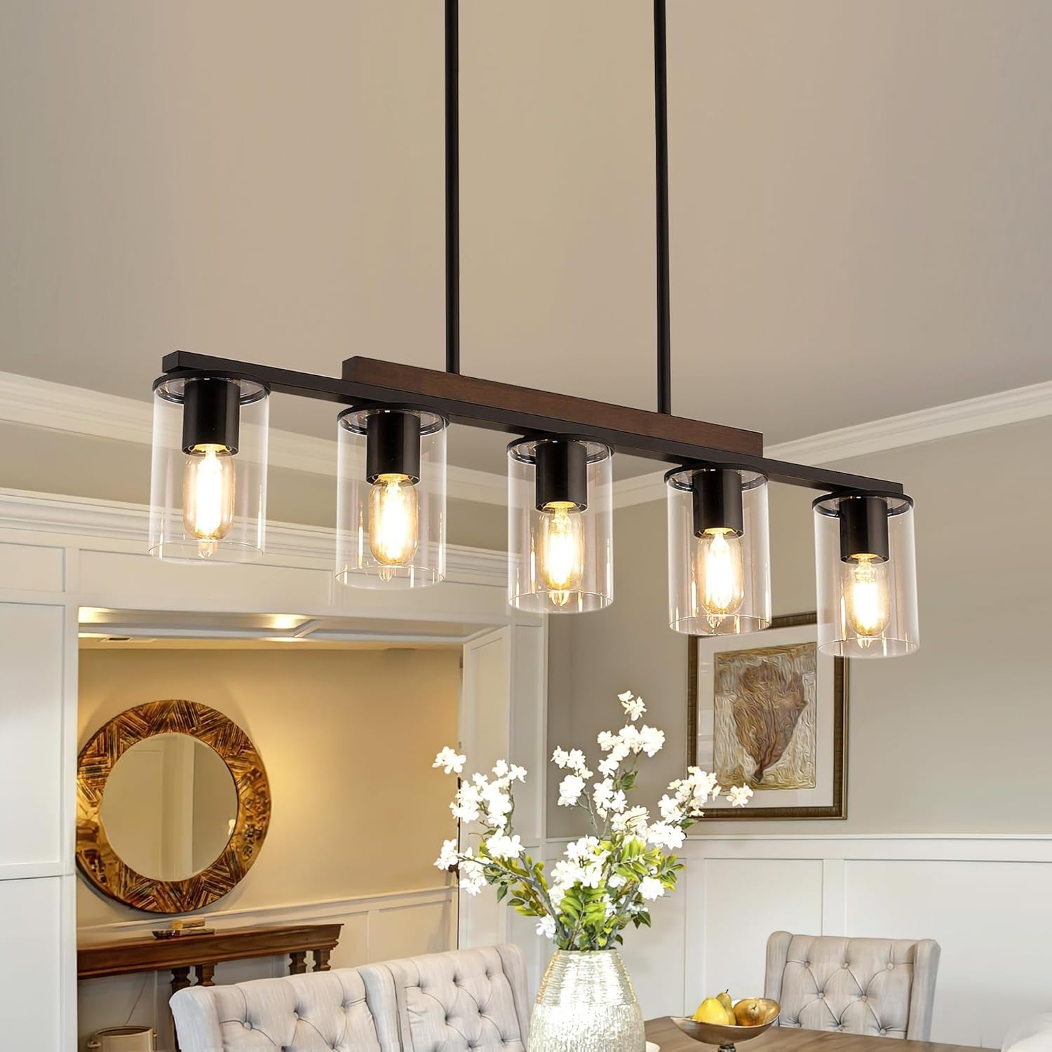 Farmhouse Black Linear Chandelier