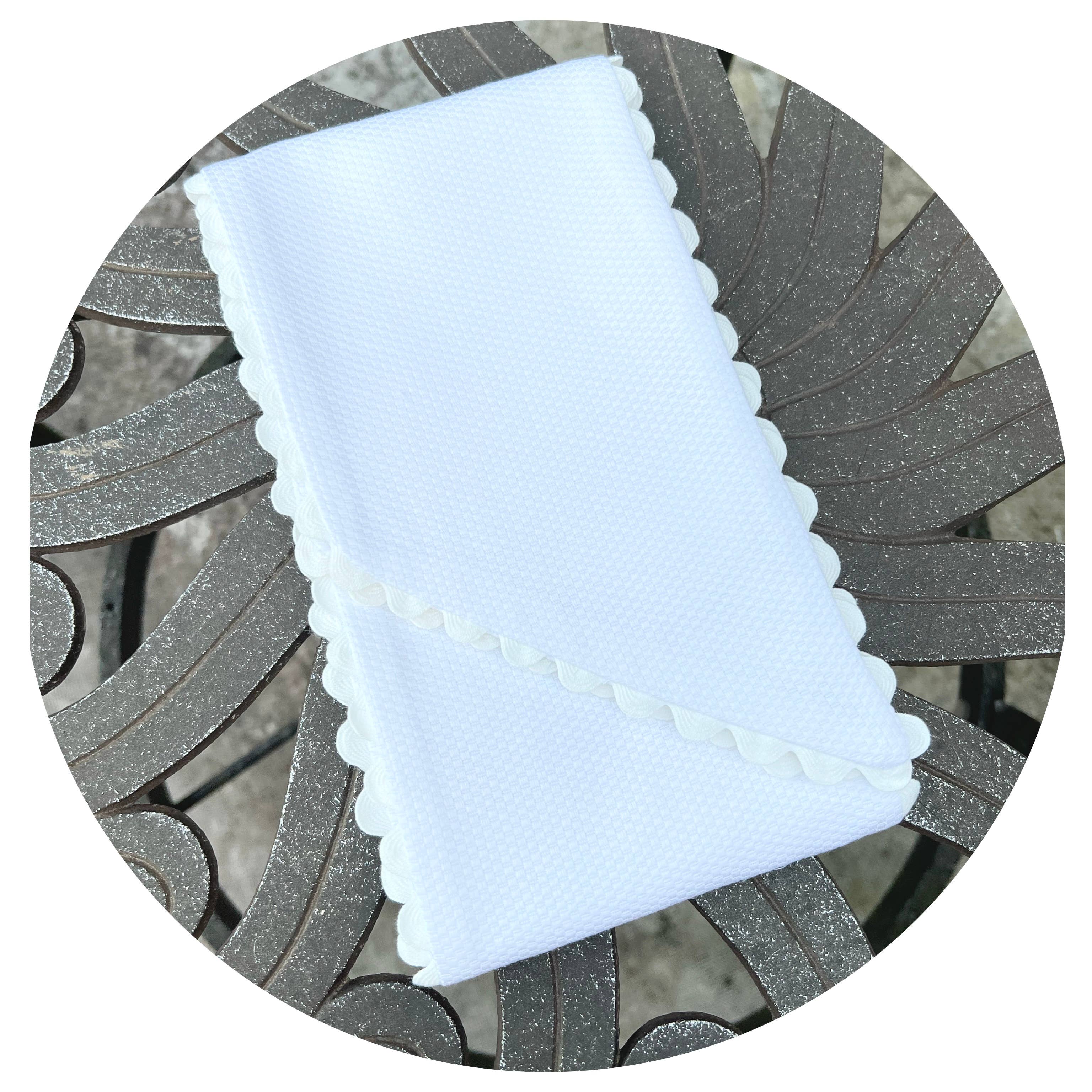 Color Cotton Pique Sash with Trim: White / 44 inches