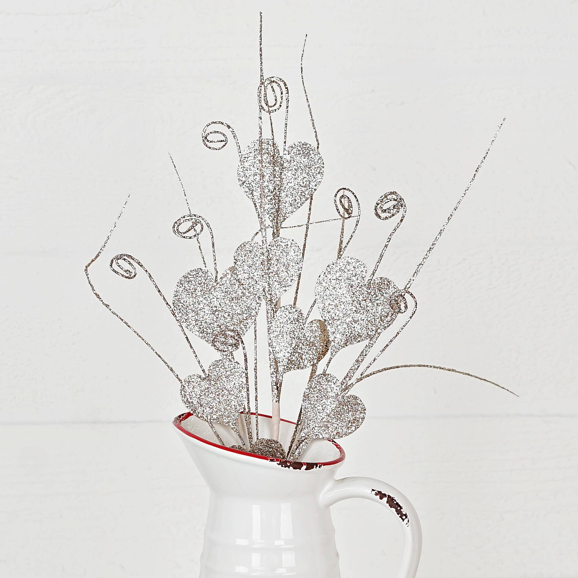 22" Spray-Glittered Hearts-Champagne