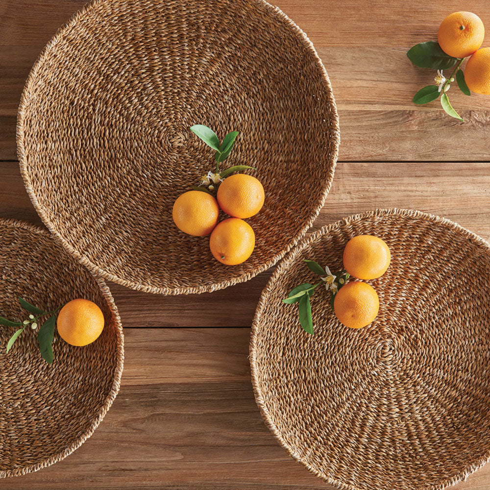 SEAGRASS ROUND TRAYS, SET OF 3