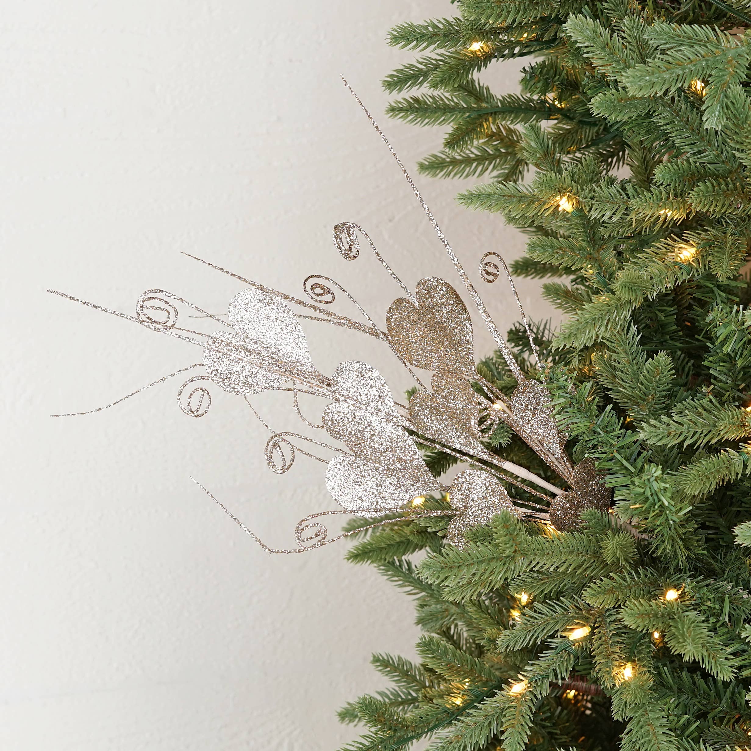 22" Spray-Glittered Hearts-Champagne