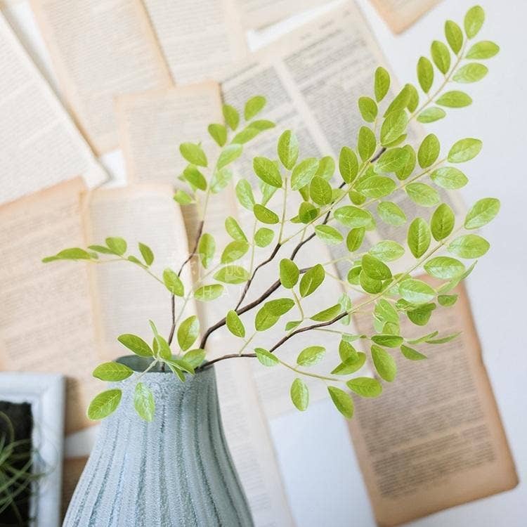 Artificial Plant Fresh Spring Leaf Stem 37" Tall: Green White