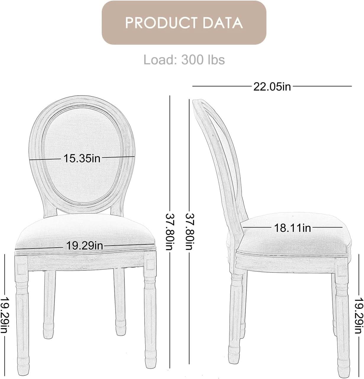 French Country Dining Chairs Beige Upholstered Set Of 6