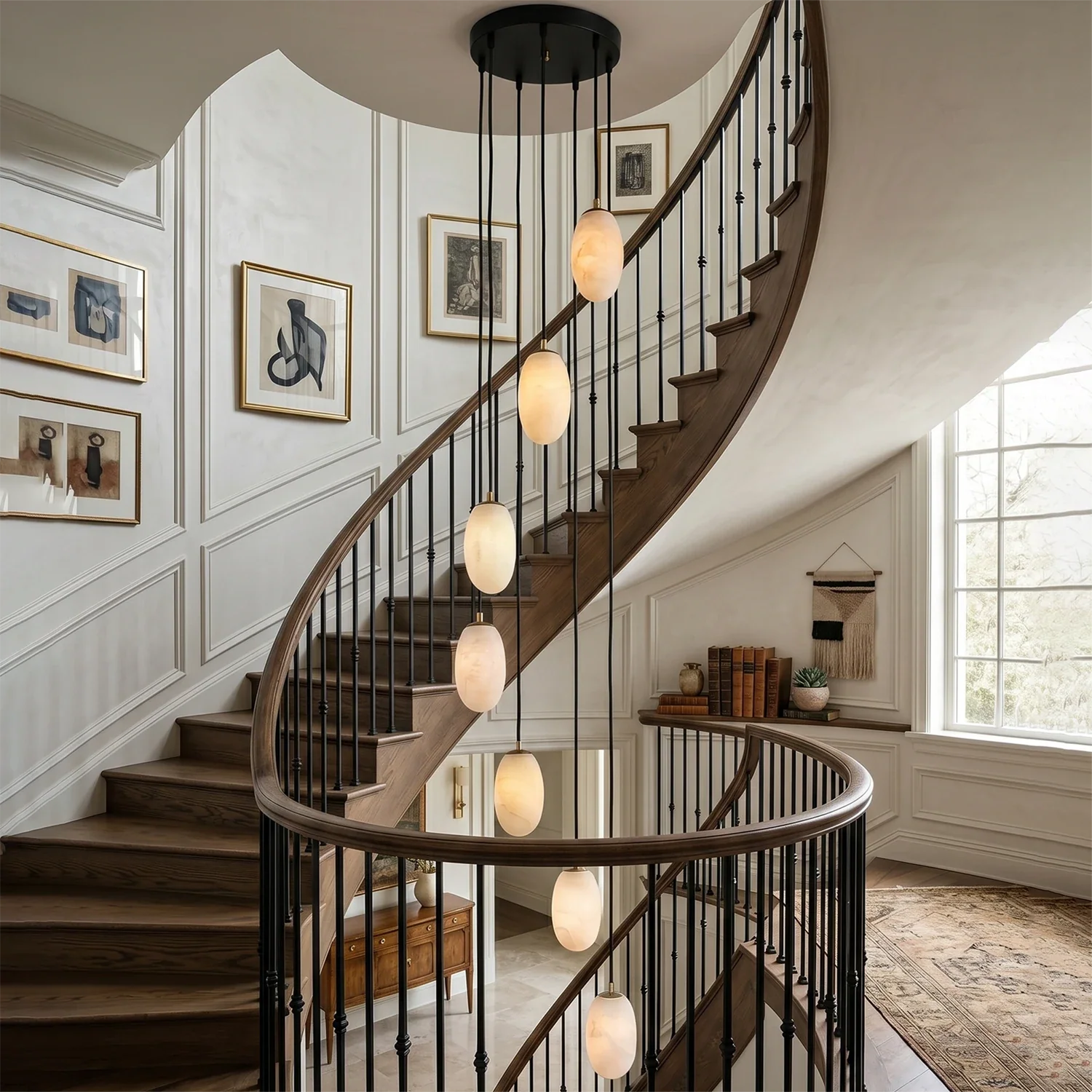 Egg-Shaped Alabaster Chandelier