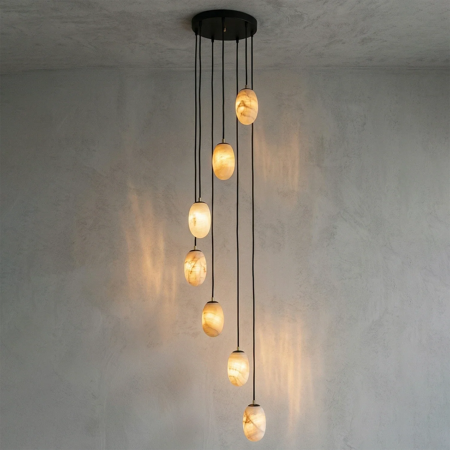 Egg-Shaped Alabaster Chandelier