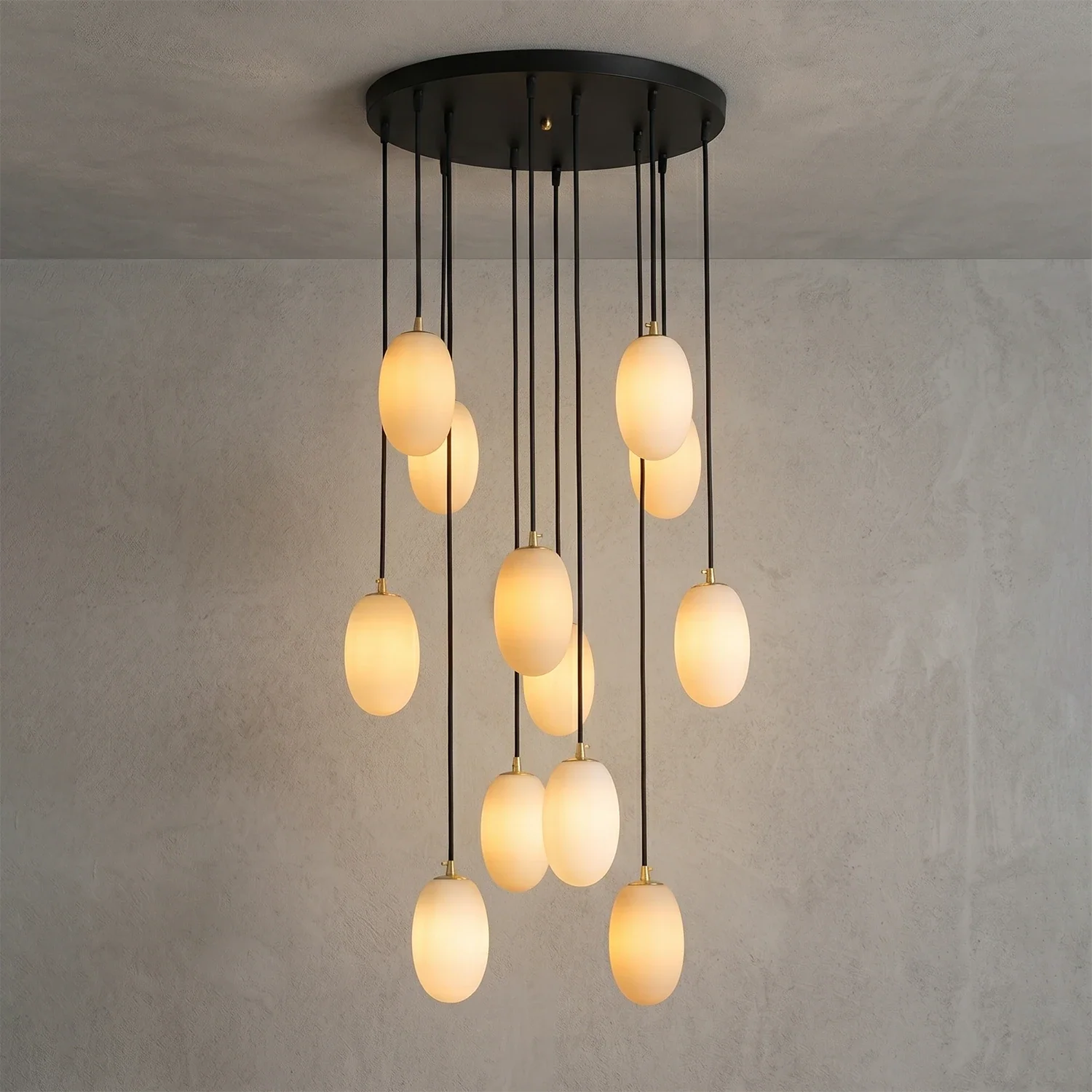 Egg-Shaped Alabaster Chandelier