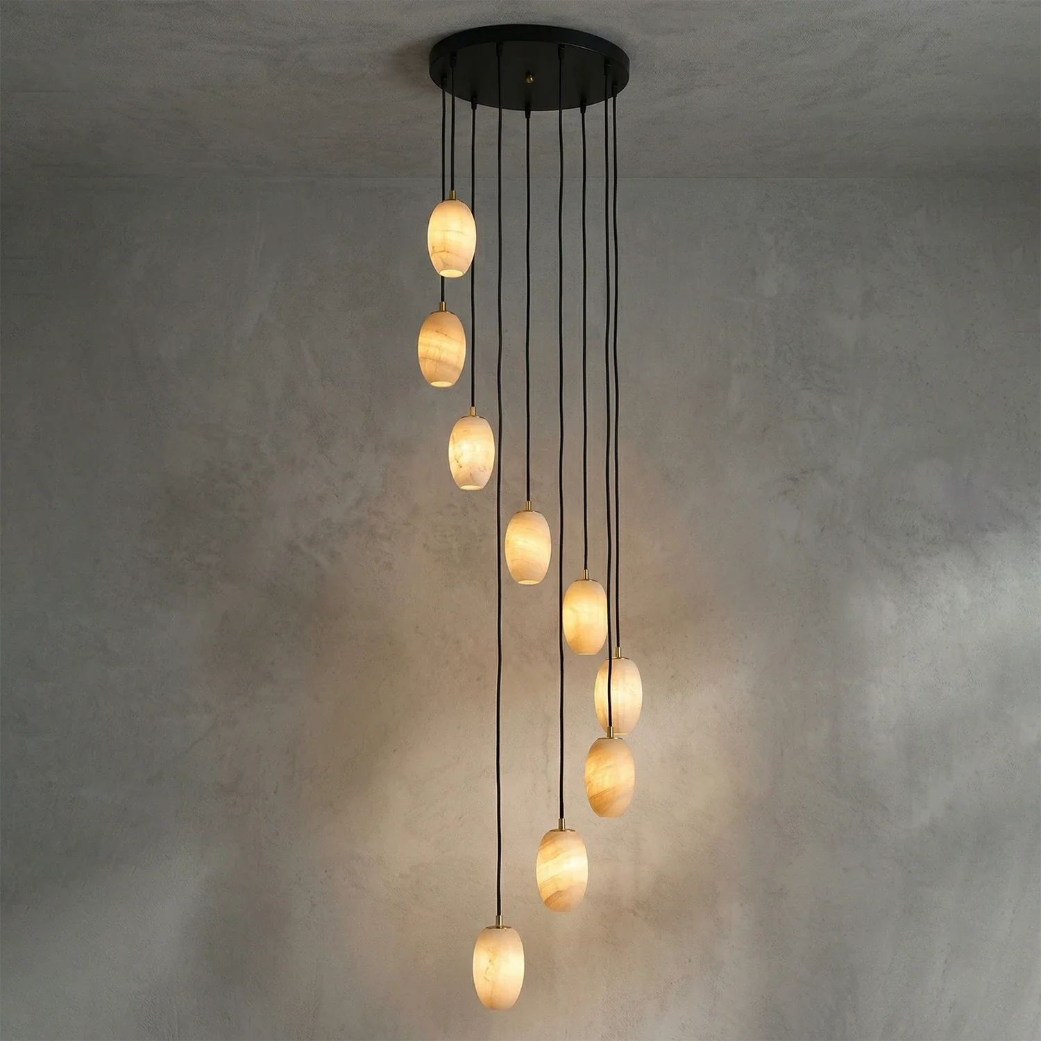 Egg-Shaped Alabaster Chandelier