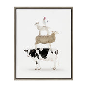Sylvie Stacked Farm Animals Framed Canvas by Amy Peterson