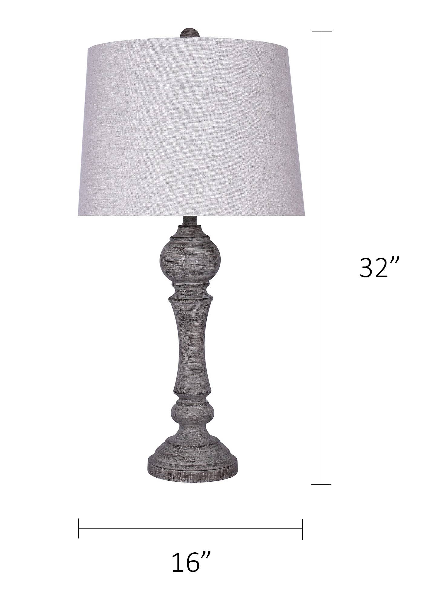 32" Polyresin Table Lamp w/ Reclaimed Grey Finish: Reclaimed Grey w/ Natural Linen