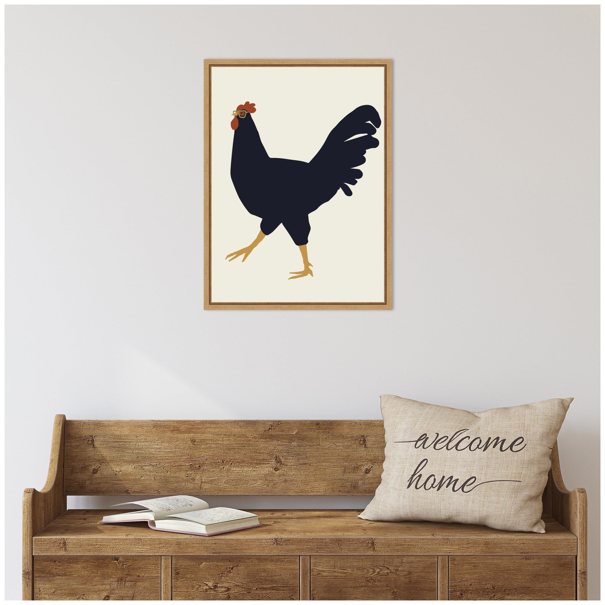 Sylvie Farm Rooster Framed Canvas by Hannah Beisang