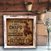 "They Call the Thing Rodeo" -Square Framed Artwork: Extra Small -10"