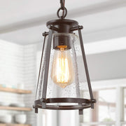 Farmhouse Pendant Lighting with Seeded Glass Shade
