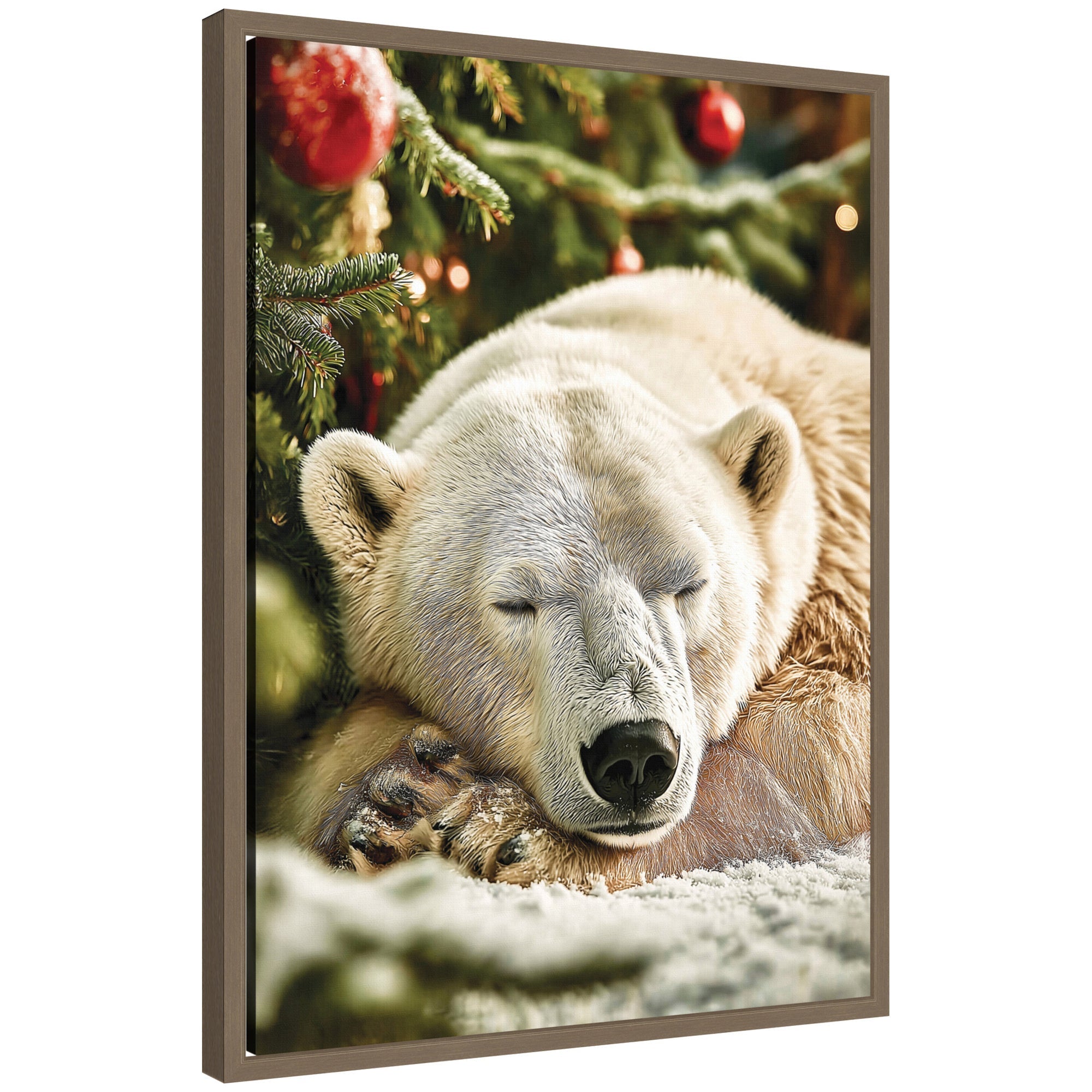 Sylvie Framed Canvas Icebear Sleeping Beneath a Christmas Tree by Michael Schauer
