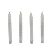 Battery- Operated 3D Wick Flame Wax Tapers- White Twist, 4ct