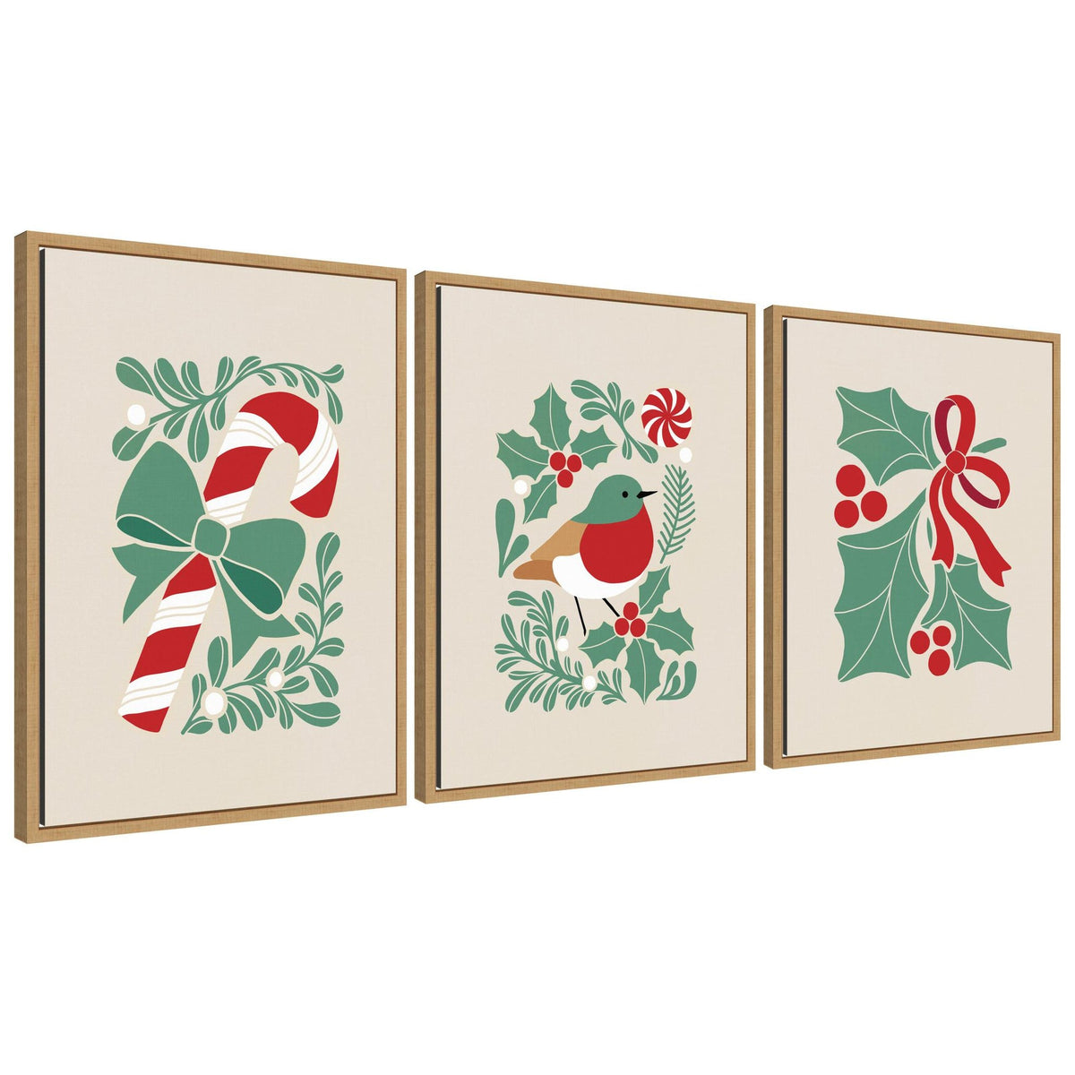 Sylvie Christmas Icons - 3 Piece Framed Canvas Art Set by Dominique Vari