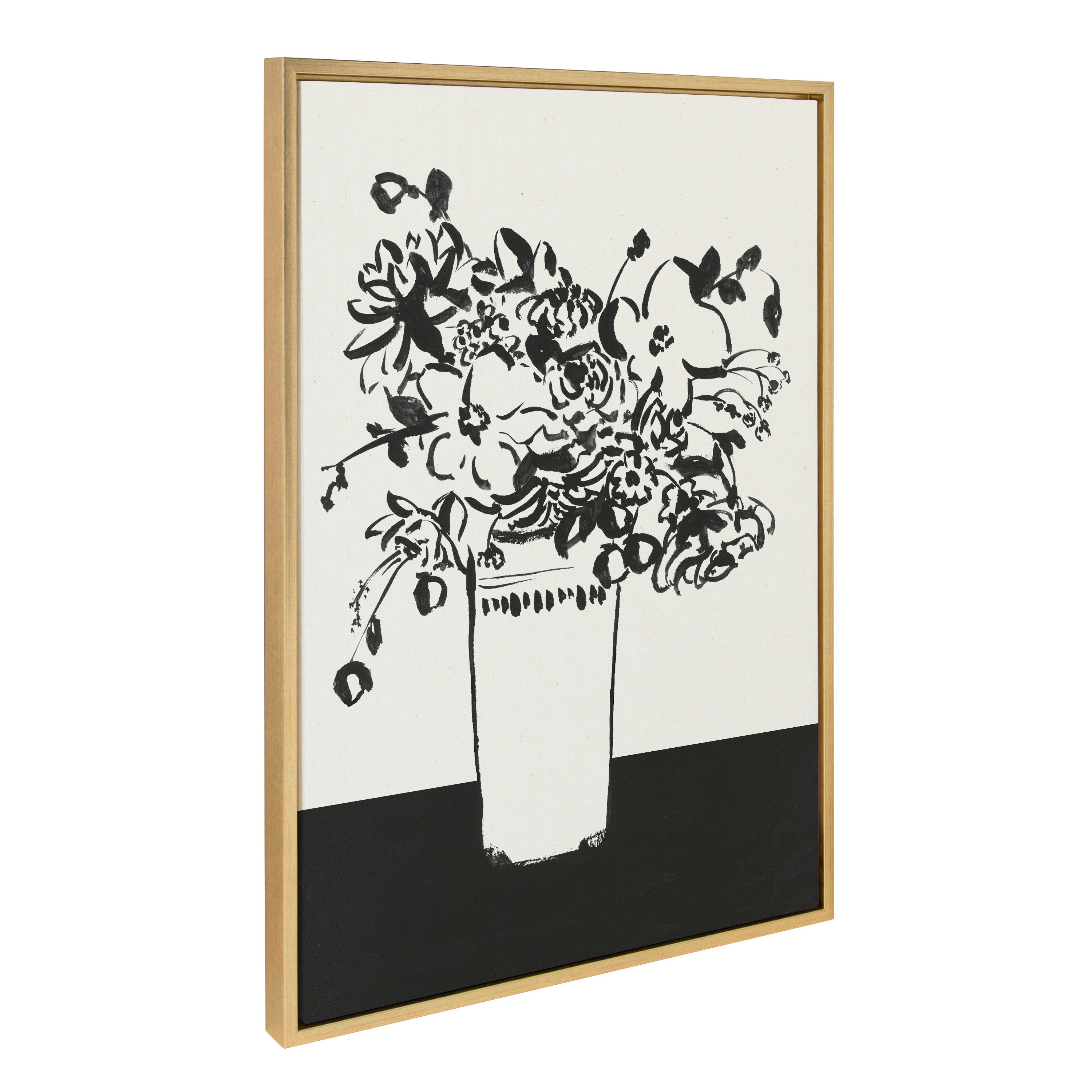 Sylvie 1043 Black and White Vase Framed Canvas by Teju Reval of SnazzyHues