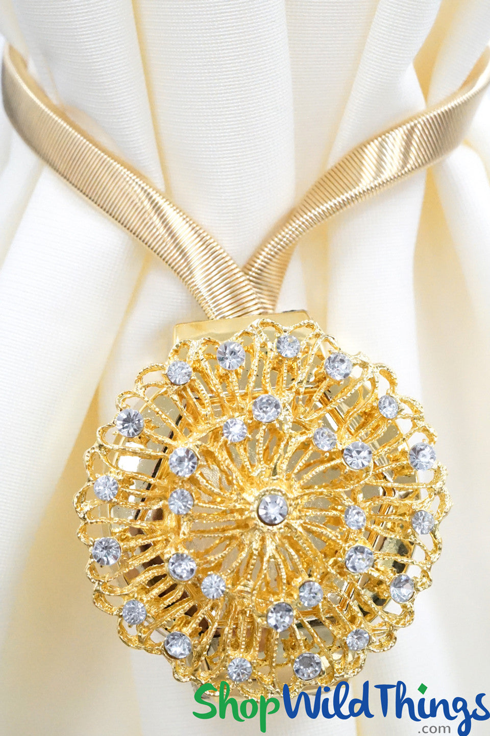 Magnetic Curtain & Fabric Tie-Back - Gold