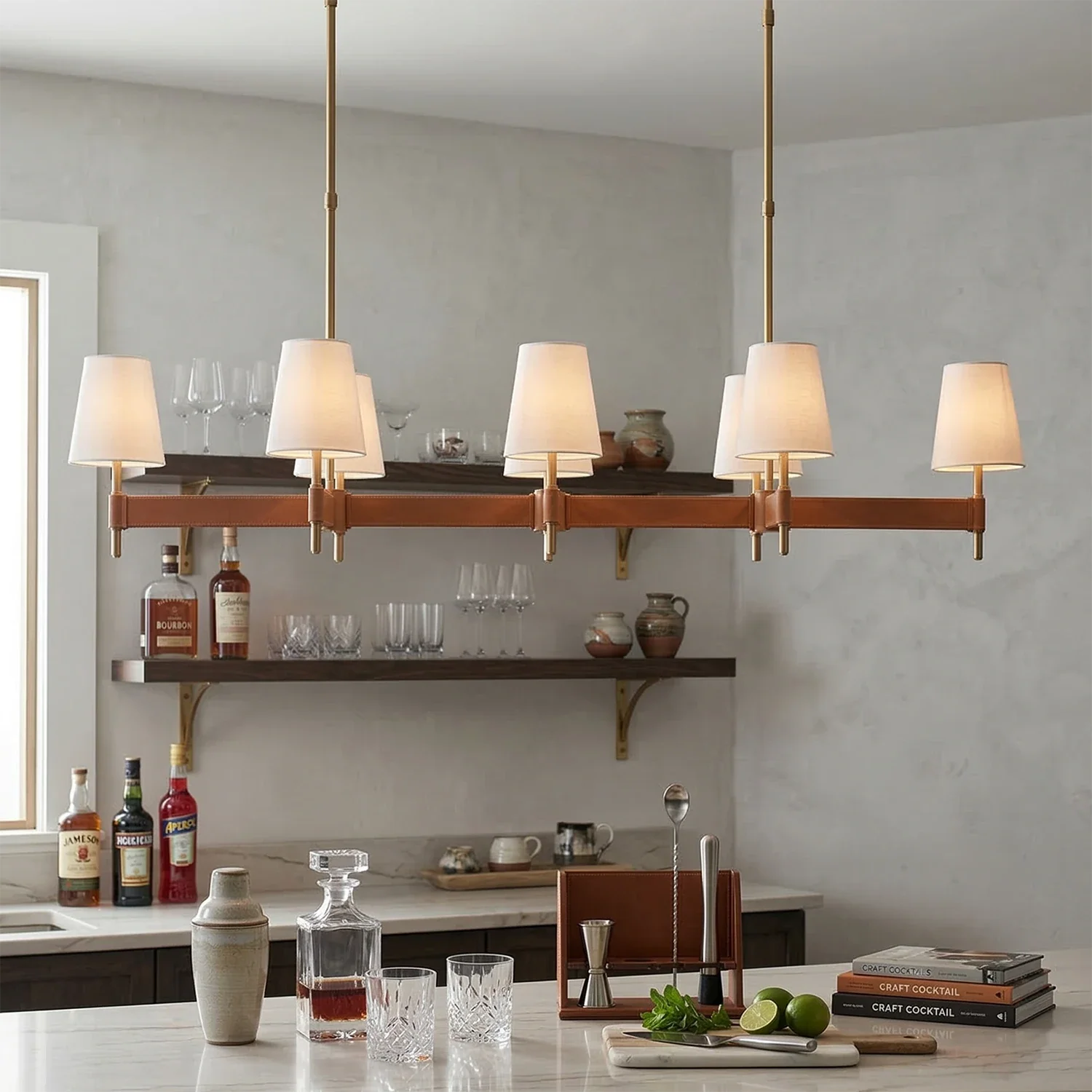Bramley Leather & Copper Chandelier