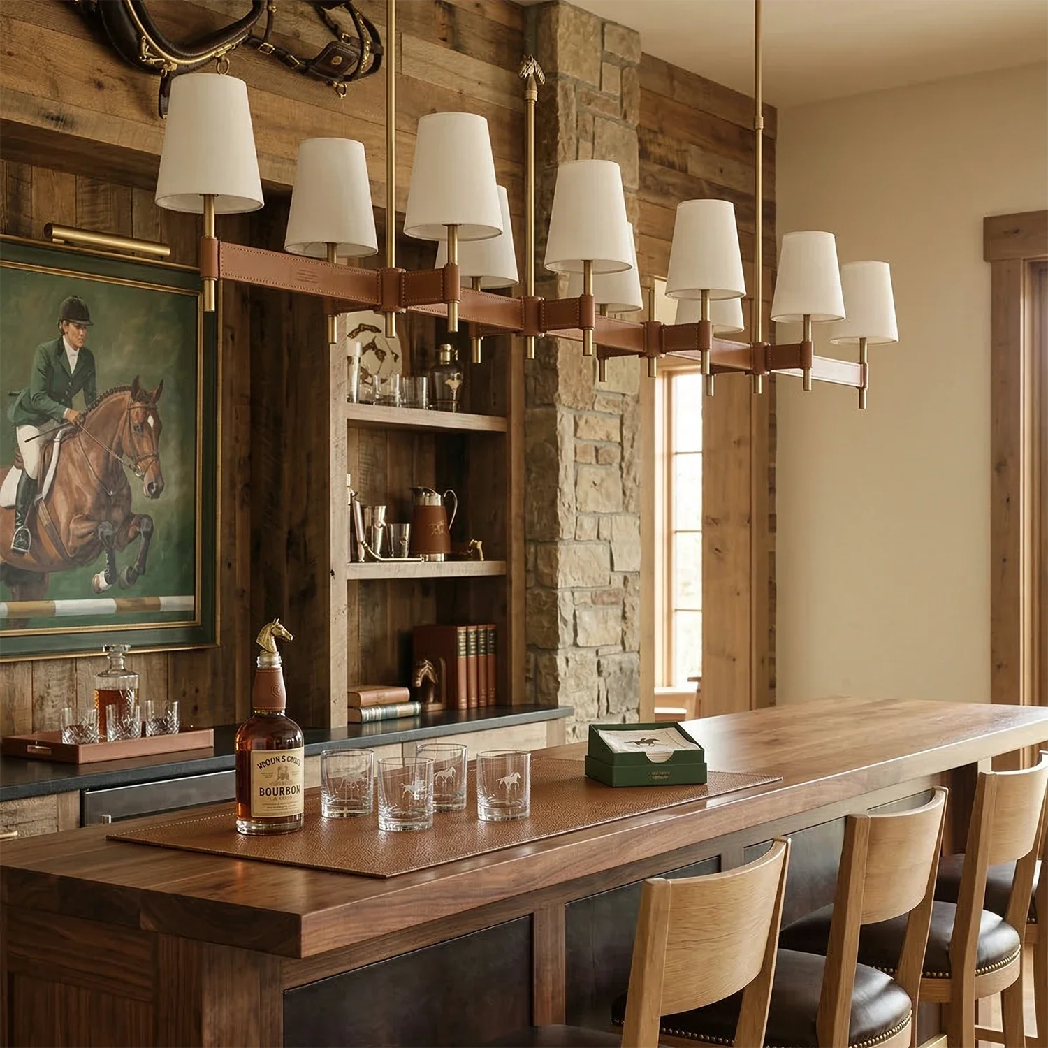 Bramley Leather & Copper Chandelier