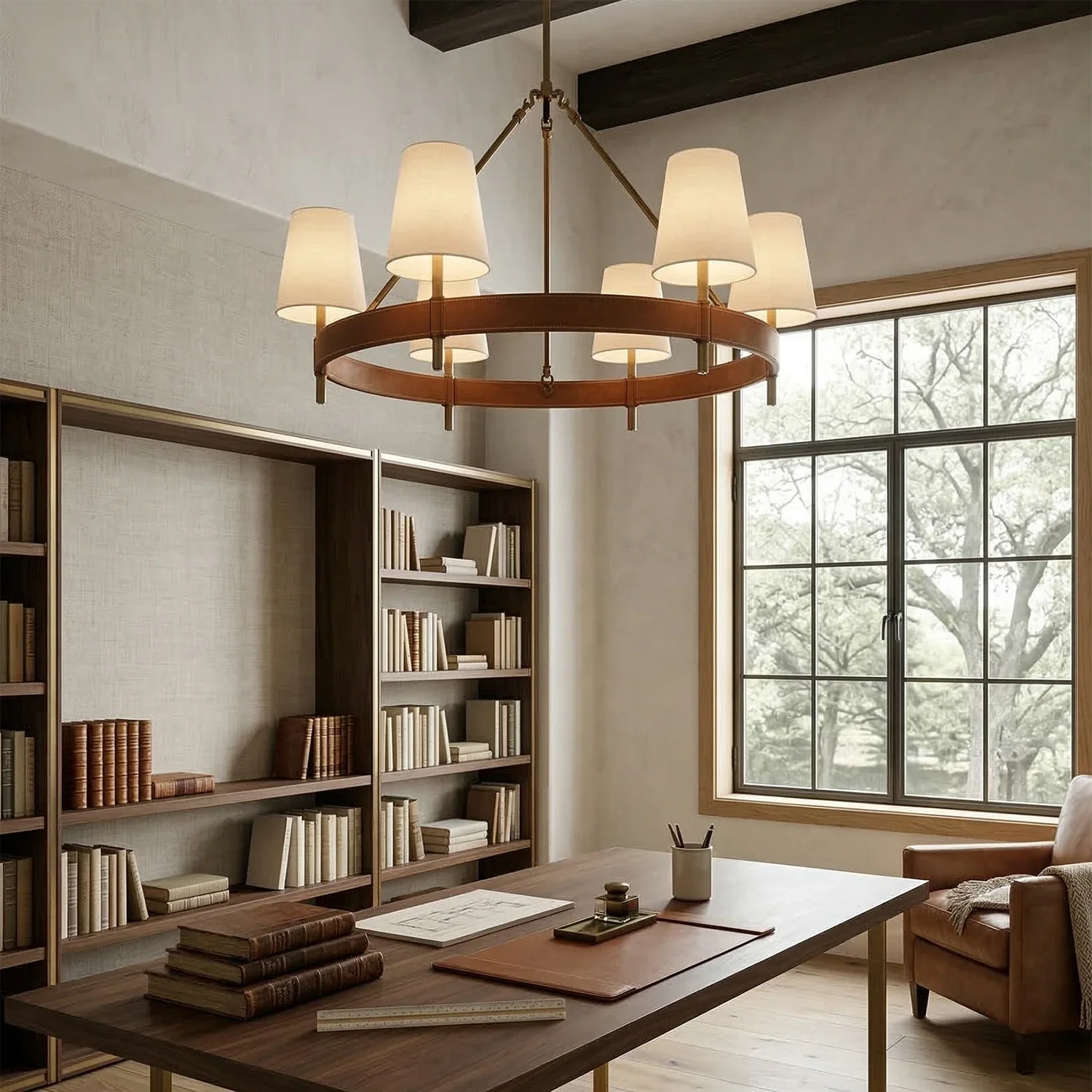 Bramley Leather & Copper Chandelier