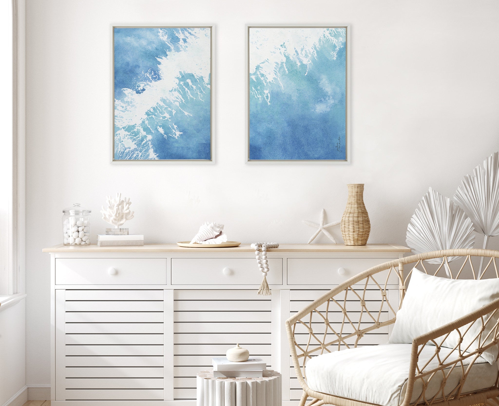 Sylvie Into the Blue 1 and 2 Framed Canvas by Julie Maida