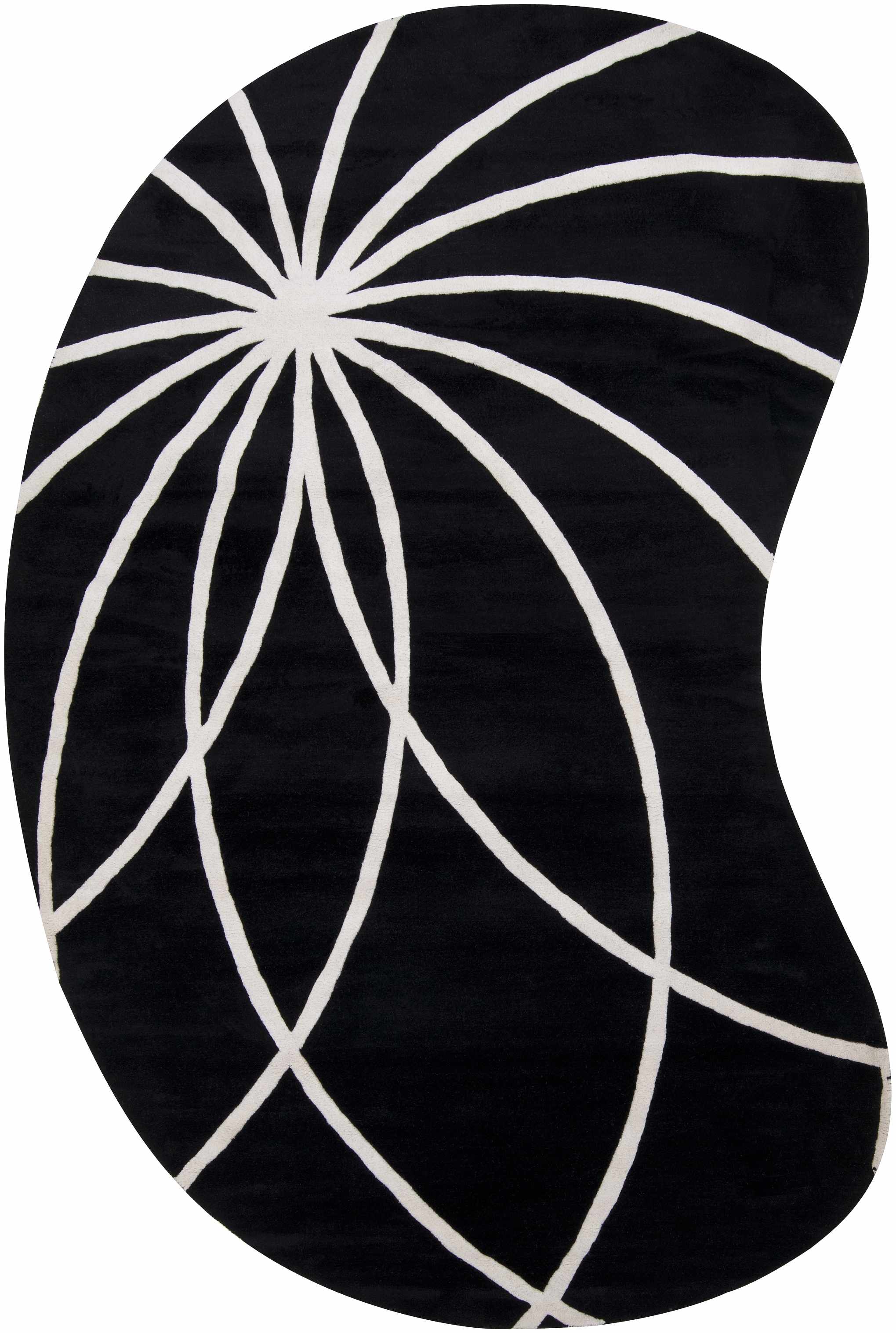 Davison Black Geometric Wool Carpet