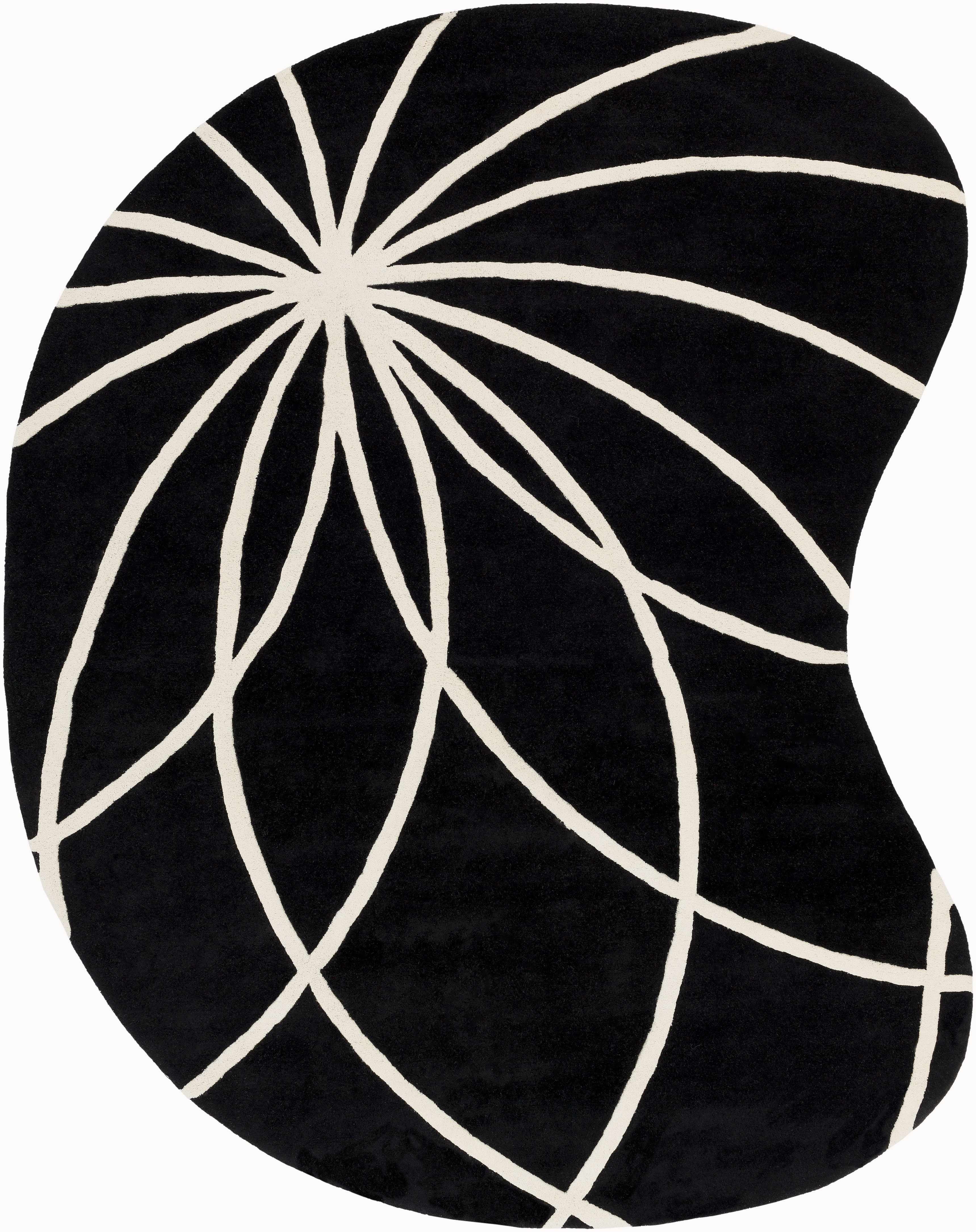 Davison Black Geometric Wool Carpet