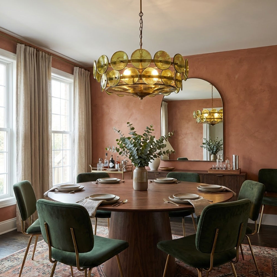 Italian Murano Style Glass Disc Chandelier