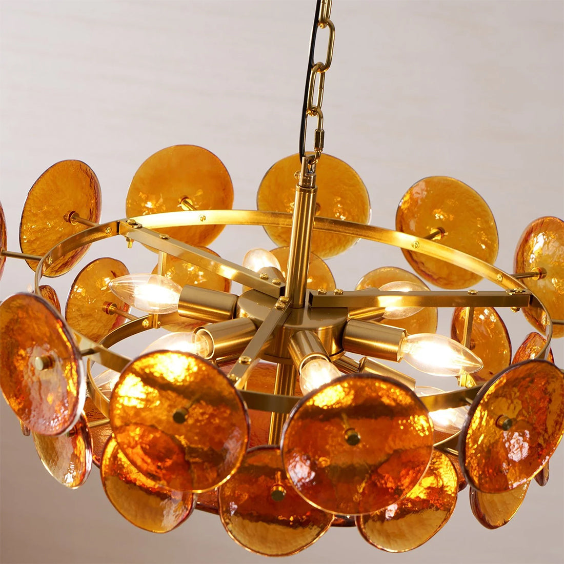 Italian Murano Style Glass Disc Chandelier