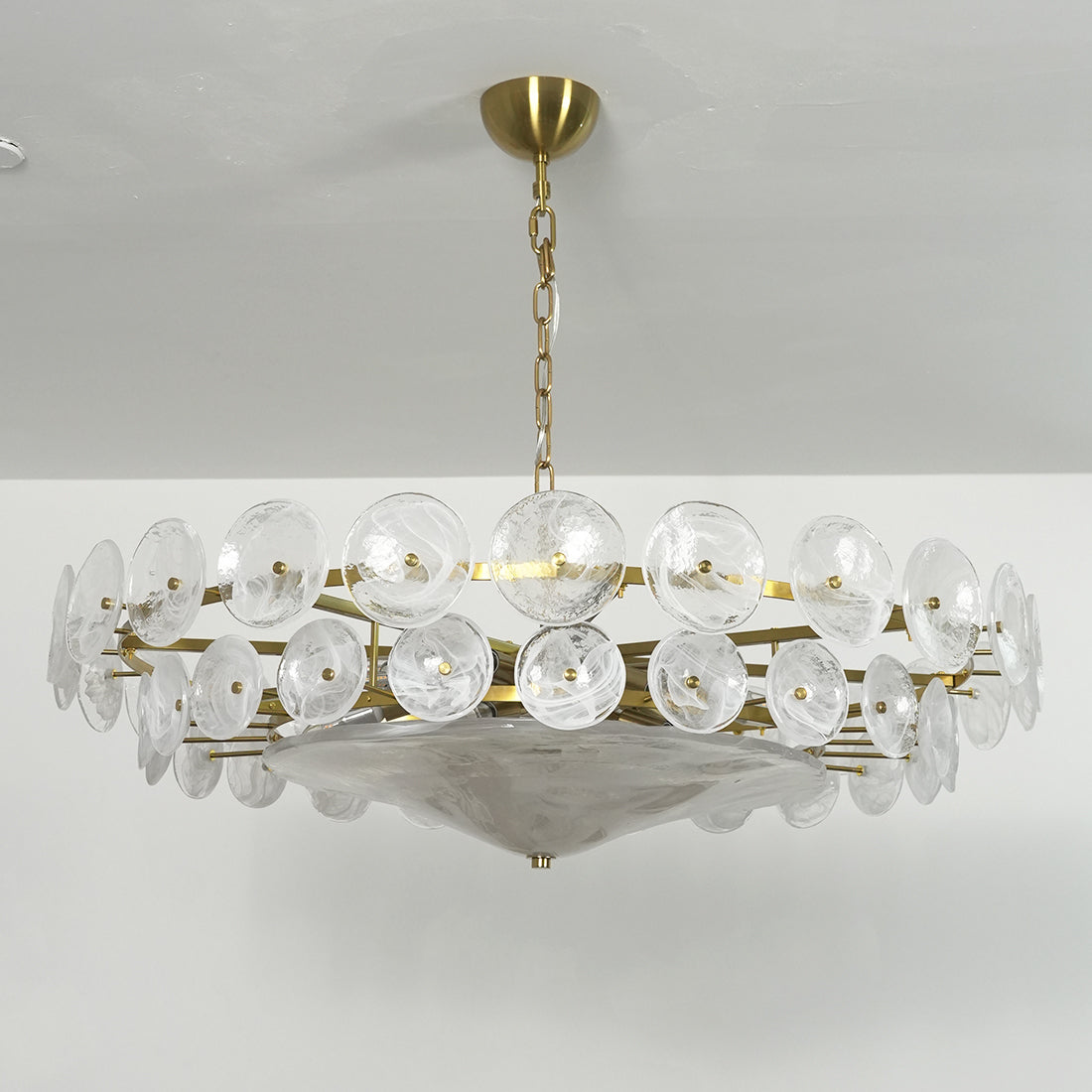 Italian Murano Style Glass Disc Chandelier