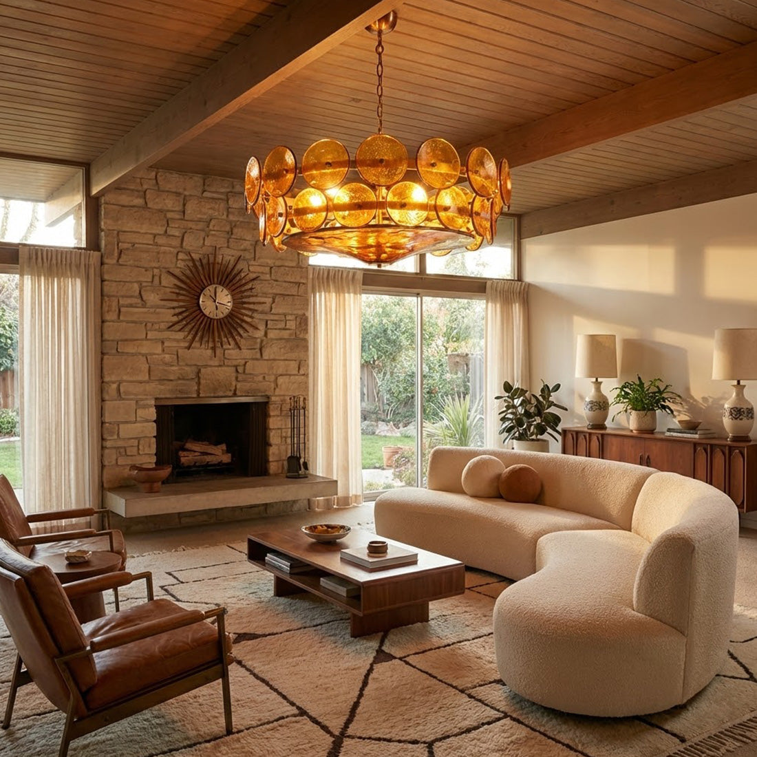 Italian Murano Style Glass Disc Chandelier