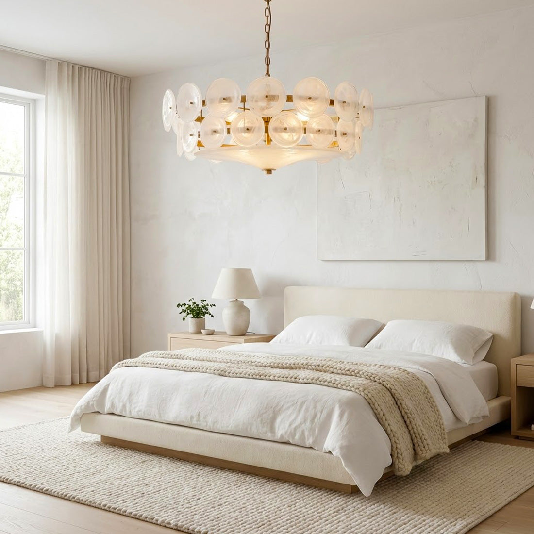 Italian Murano Style Glass Disc Chandelier
