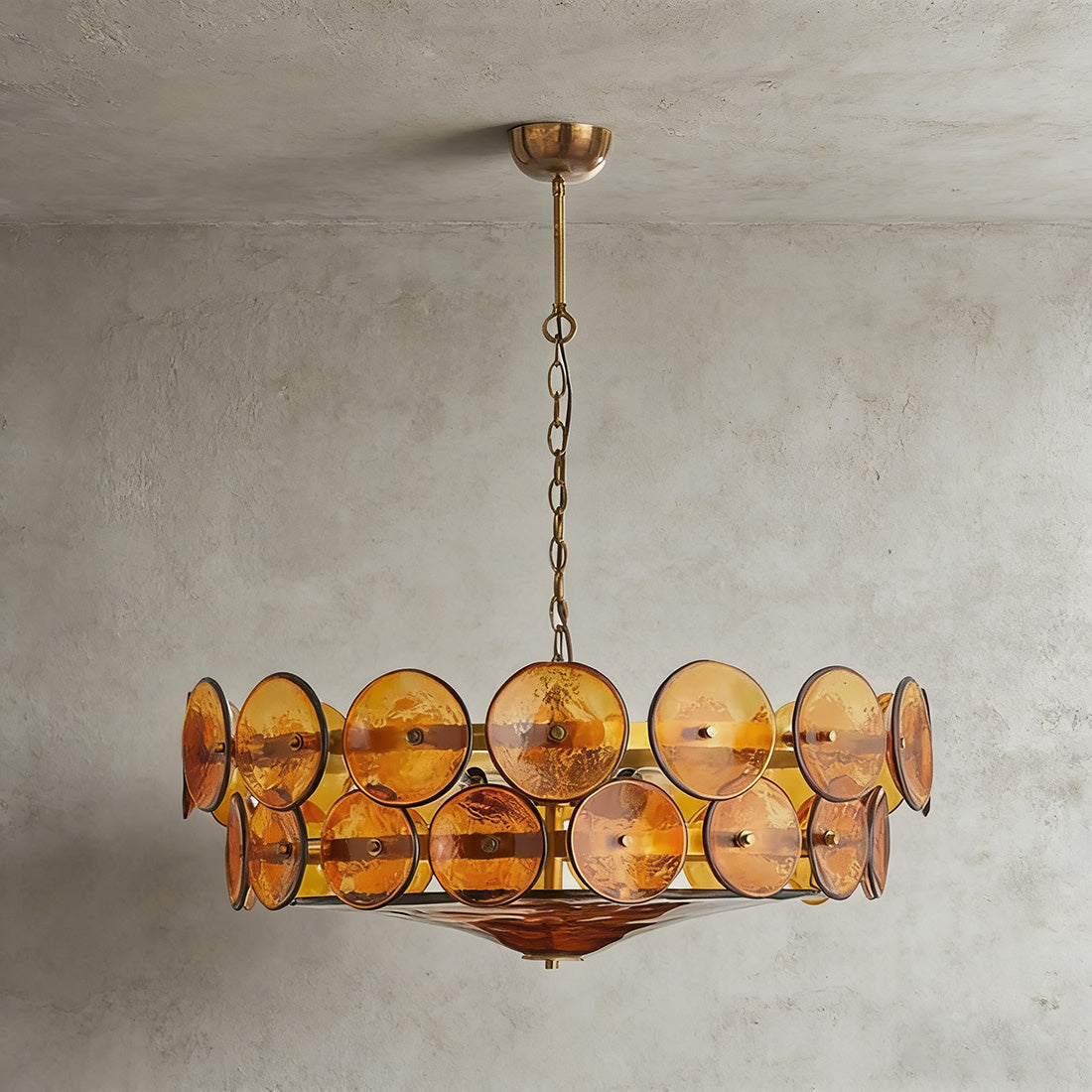 Italian Murano Style Glass Disc Chandelier