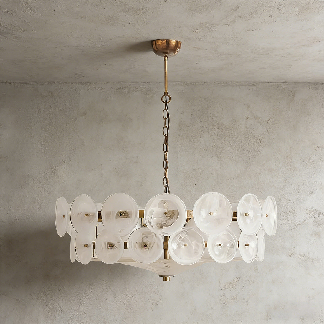 Italian Murano Style Glass Disc Chandelier