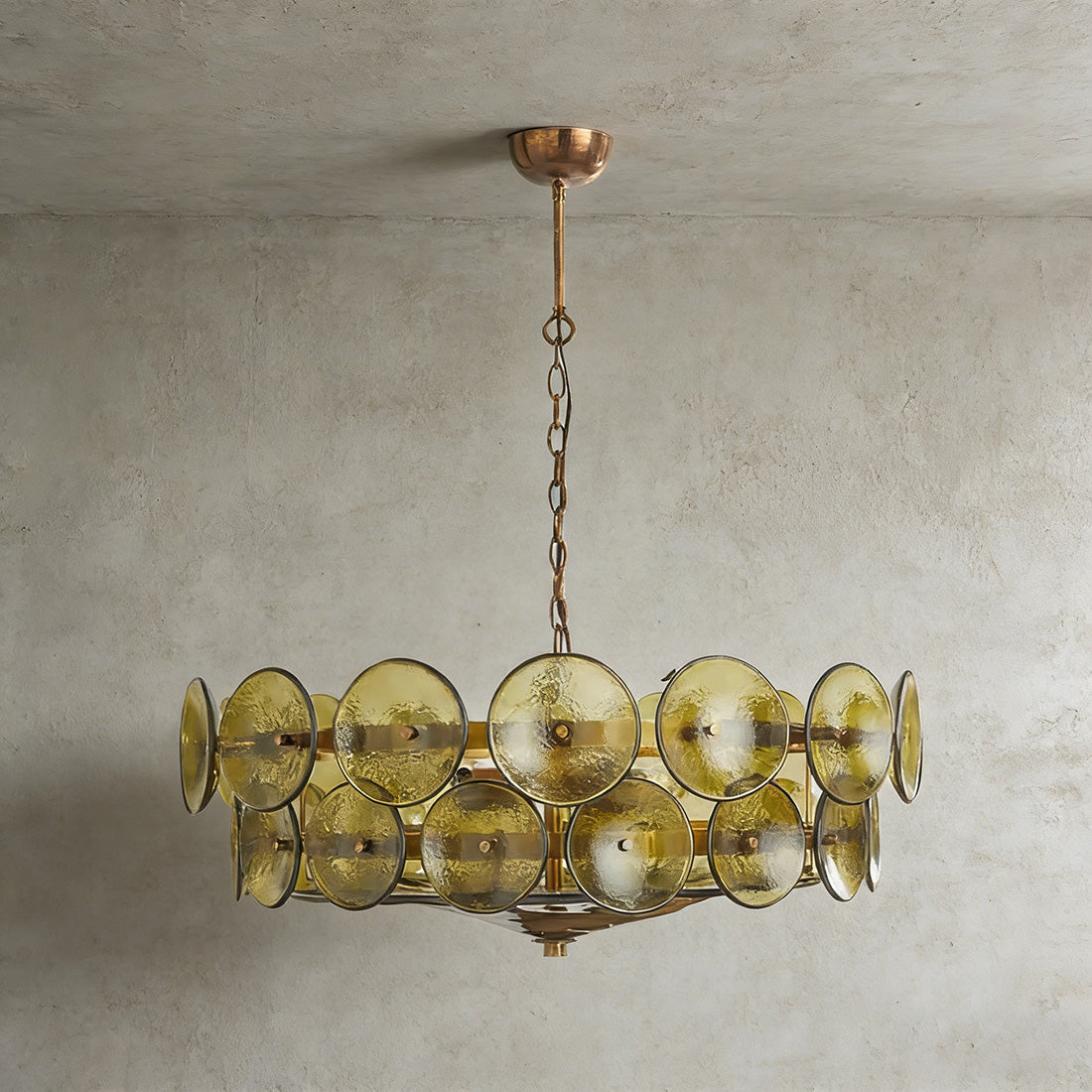 Italian Murano Style Glass Disc Chandelier