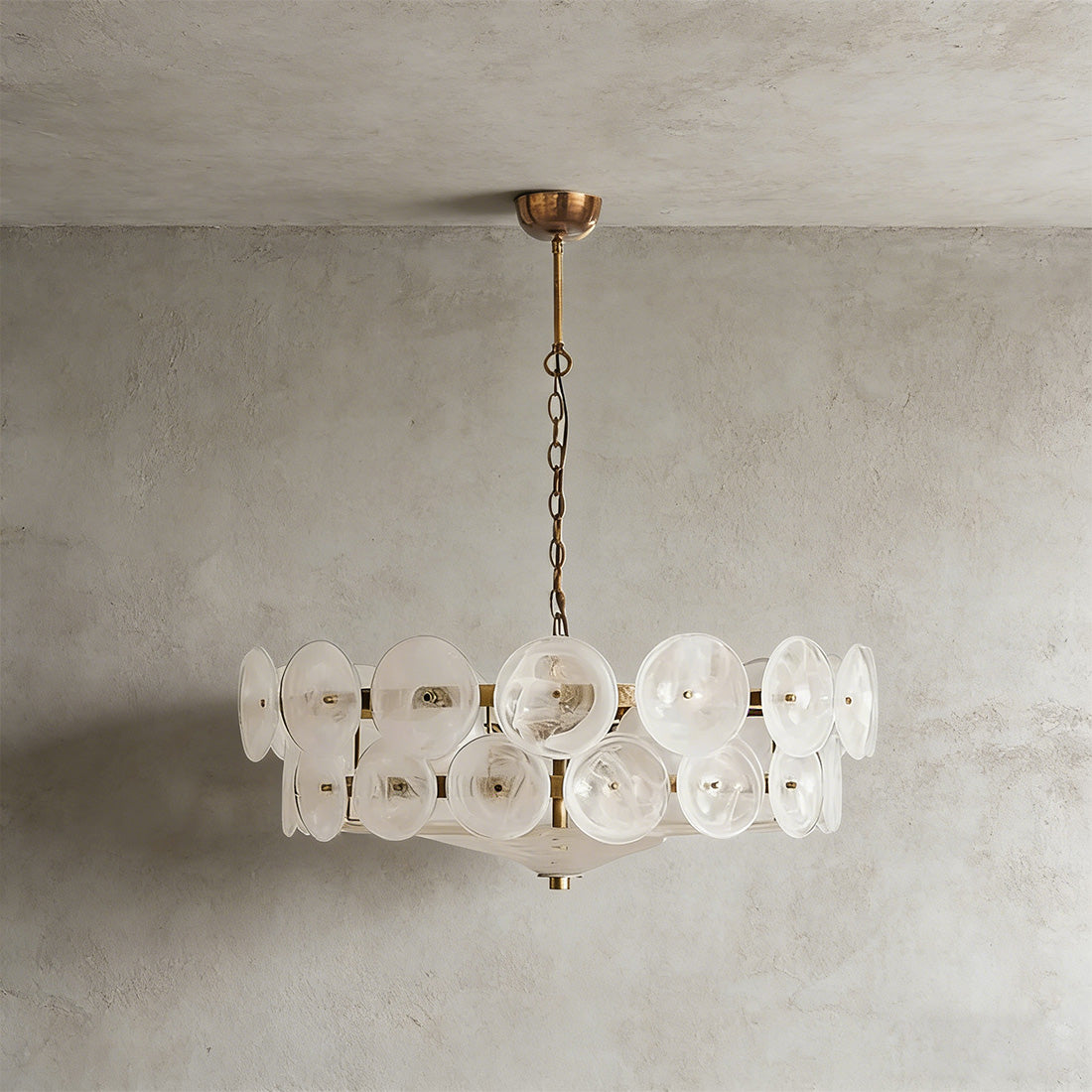 Italian Murano Style Glass Disc Chandelier